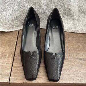 Stuart Weitzman Black Flats Sleek Leather Design